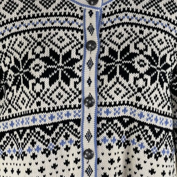 L.L. Bean Vintage Womens XL Nordic Fair Isle Thick Cardigan Fisherman Sweater - Picture 10 of 16